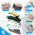 4 in 1 Tile Grout Cleaner Brush with Squeegee, Gap Scrub V-Shape Cleaning Tools, Multifunctional Scrubbing for Floor Corner, Window, Sink, Kitchen, Tap Etc. (Pack of 1, Multi-Color). 