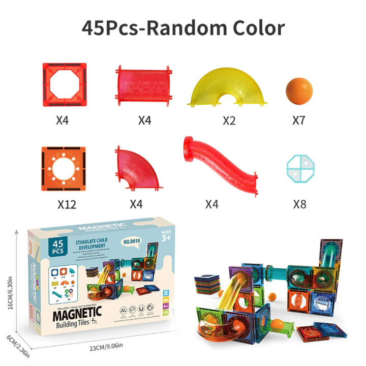 Magnetic Building Tiles Set 43 PCS STEM Educational Construction Toy ...