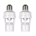 2 PCS LED Light Bulb Socket Converter With PIR Motion Sensor AC100-240V Human Presence Detector. 
