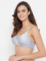 Clovia Padded Underwired Full Cup Geometric Print T-shirt Bra in Lilac. 