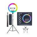 MJ18 45cm RGB LED Ring Fill Light Includes 3 Phone Holders Remote And 7 Ft. Stand. 
