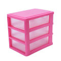 fasdaga 2 Pcs 3 Layers Mini Translucent Drawer Type Plastic Storage Box, Rose Red & Blue. 