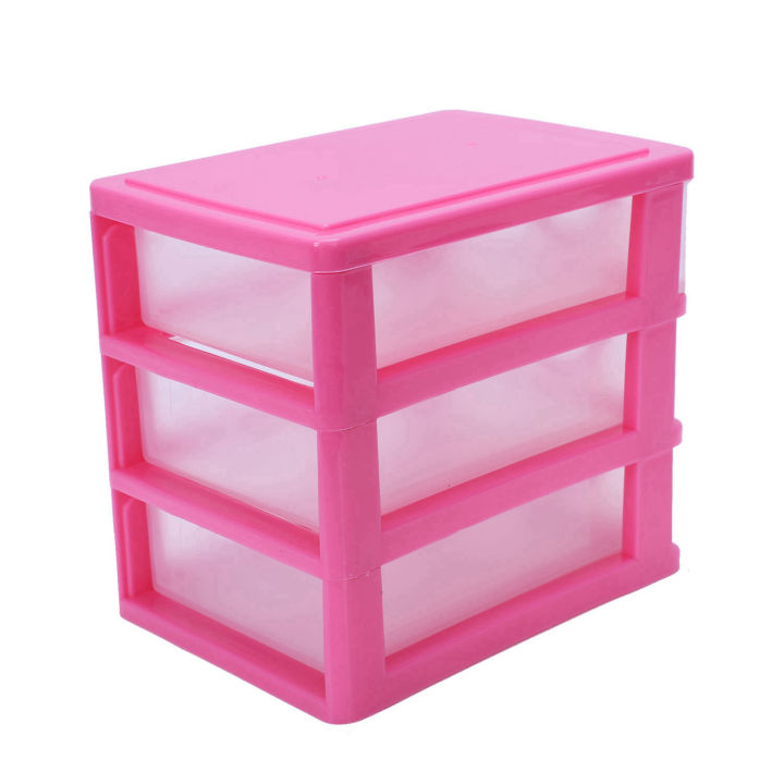 fasdaga%202%20Pcs%203%20Layers%20Mini%20Translucent%20Drawer%20Type%20Plastic%20Storage%20Box,%20Rose%20Red%20&%20Blue%20-%20Image%202