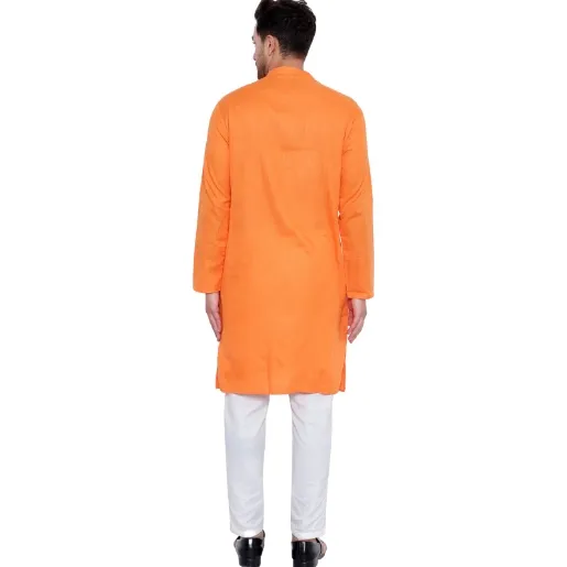 Orange%20Solid%20Pure%20Cotton%20Traditional%20Kurta%20Pajama%20Set%20For%20Pooja%20Brataband%20Marriage%20Occasion%20For%20Men%20-%20Image%203