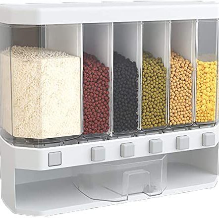 Multiple Cereal Dispenser For Cereals Grains And Pulses 10KG Wall Mounted Divided Automatic Food Storage Box
