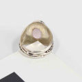 Pure Silver Unisex Ring With Natural Rose Quartz/ 10 Gram. 
