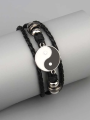 ANX Men Yin & Yang Layered Pu Leather Bracelet For Men / Men's Accessories | Fashion Layered Bracelet For Men. 