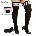 Wenefang 1Pair Women's Plus Size Thigh High Socks Striped Knee High Extra Long Stockings Leg Warmer. 