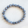 【Must-have】Jingyao white silver leaf stone bracelet 8mm smooth round beads gray white crystal single ring bracelet personality female girlfriends. 