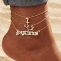 【Best Price Guaranteed】12 Constellation Anklet 3 Piece Set Sagittarius Capricorn Aquarius Pisces Cancer Gemini Lion Virgo Scorpio Aries Libra. 