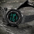 SKMEI 1445 Countdown Electronic Silicone LED Digital Sport Unisex Watch - Black. 