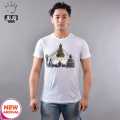 JUJU Wears White Colour Swoyambu Printed Cotton Tshirt For Unisex. 