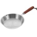 Flat Bottom 304 Stainless Steel Frying Pan Wooden Handle Oven Safe Cooking Pan Small Nonstick Omelette Pan Chef. 