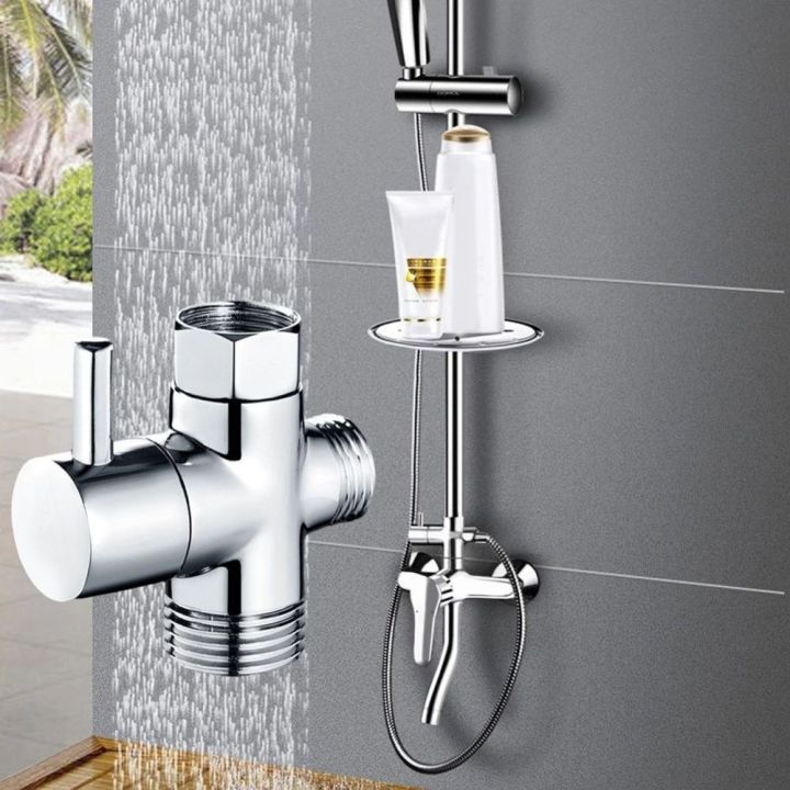 Shower Faucet Connector T-Adapter 3 Way Shower Head Diverter Valve ...