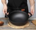 25cm Cast Iron Kadai Wok Set (2 Pcs) | Pre-Seasoned Nonstick Fry Pan with Lid | Flat Bottom for Induction, Gas & Electric Stoves. 
