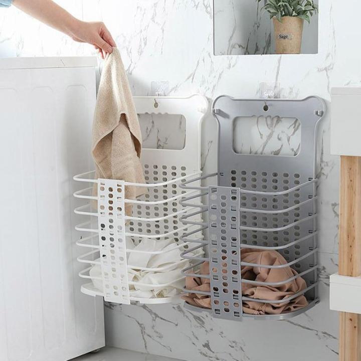 Wall Mounted Foldable Storage Dirty Clothes Basket Household Bathroom Washing Machine Hole Free Finishing Laundry Basket