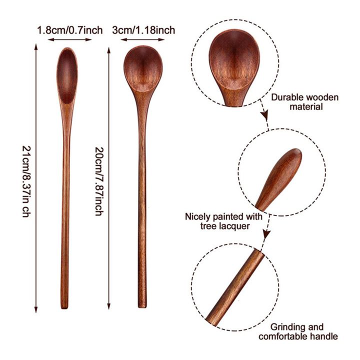 NAMUNY%206%20PCS%205.3%20Inch%20Natural%20Soup%20Spoons%20Bamboo%20Wood%20Spoon%20&%206%20Pcs%20Wooden%20Coffee%20Spoon%20Long%20Handle%20Wooden%20Mixing%20Spoon%20-%20Image%202