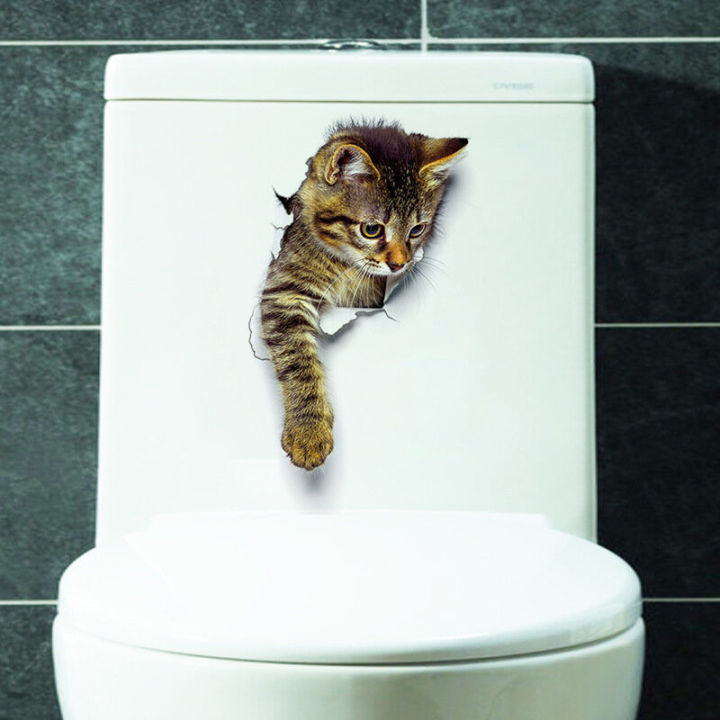 3D cute cat wall ticker Toliet decorative creative animal ticker