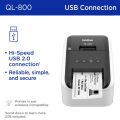 Brother QL-800 Monochrome Portable Wired Thermal Label Printer Max Print speed 40 ppm High Speed Professional Printer With USB 2.0 Print up to 62mm DK rolls width, Auto cut function. 