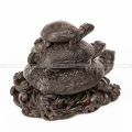 Saru Handicraft / Triple Good Luck Tortoise Statue. 