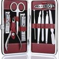 11 In 1 Professional Manicure Pedicure Kit Luxury Nail Grooming Set With Designer Leather Case (Stainless Steel, Silver. 