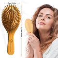 Natural Eco-friendly Hair Brush With Bamboo Bristles, Massages Scalp Anti-Static Hair Detangle (Oval). 