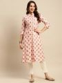Kiva Women Rayon Printed Calf Length A-line Kurti With Front Button Placket. 