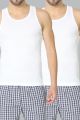 (Pack of 2) Van Heusen Men White Ribbed Vests Sando 10073. 