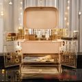 Makeup Organizer Cosmetic Storage Box With LED light Jewelry Container Dust proof Drawer Waterproof Vanity mirror USB Charging. 
