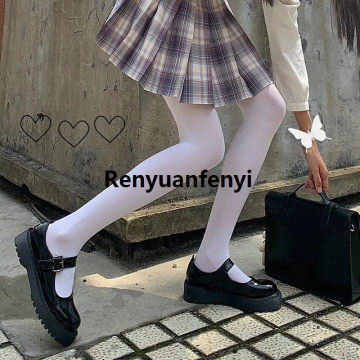 Renyuan White Tights 2021 Lolita School Girl Warm Velvet Stockings Adorable Fashion Kawaii Student Cosplay Thigh High Pantyhose Party Club Wear