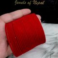 Red Velvet Bangles / Chura / Chudi For Women- 2 dozens (24pcs) | Red Velvet Covered Bangle For Women - 24 Pieces. 