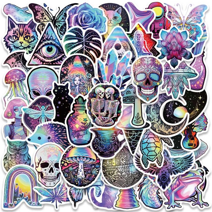 HOT BeliefMelief New style 50pcs Cool Cartoon Laser Holographic Trippy ...