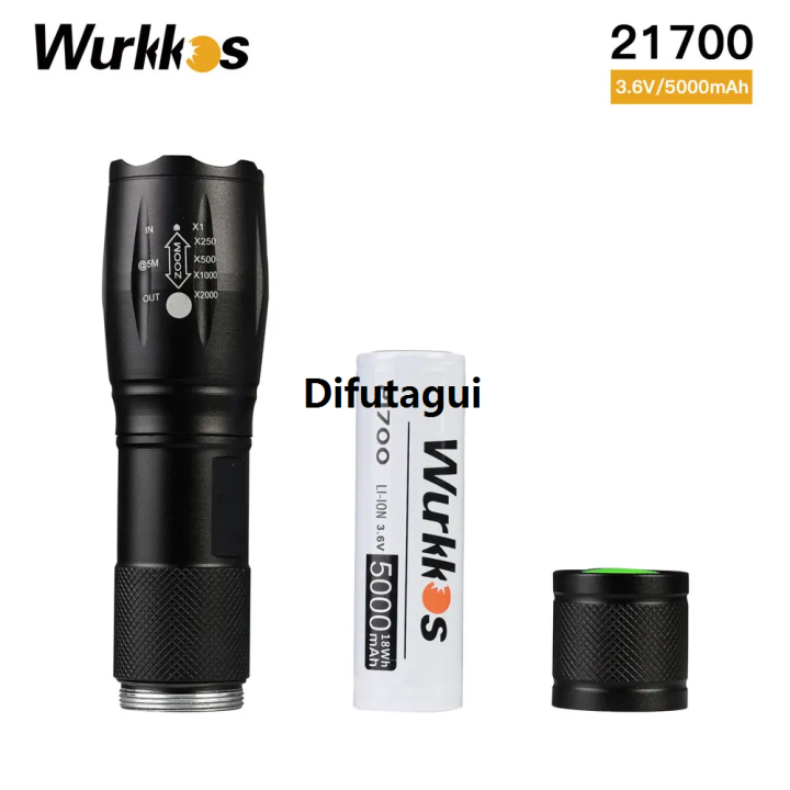 Difutagui Wurkkos 3.7V 21700 Battery 5000mAh Rechargeable Power ...