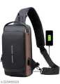 Multifunction PU Chest Bag One Side Bag With USB Charging Port and Password Lock for "' Unisex I Fashion Unisex Bag. 