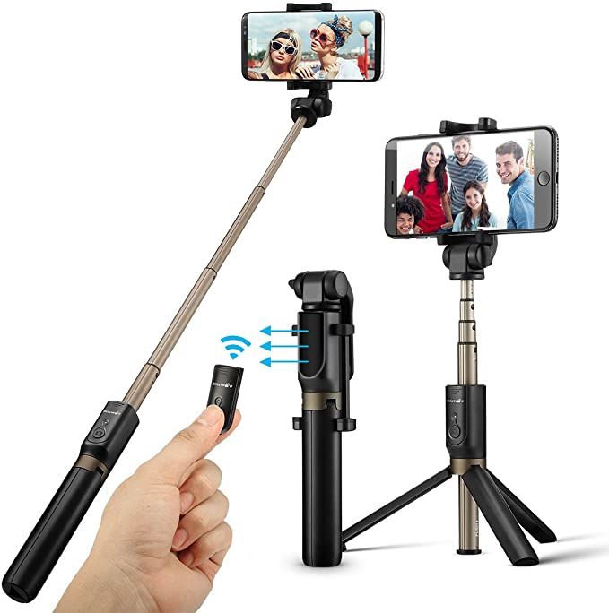 3 in 1 Extendable Selfie Stick with Wireless Remote and Tripod Stand 360° Rotation