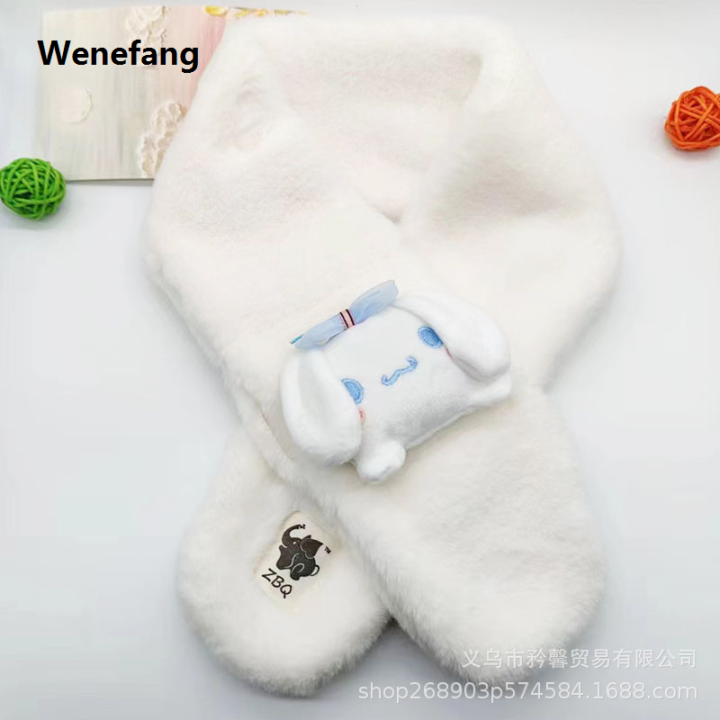 Wenefang%20Sanrio%20Plush%20Scarf%20Kuromi%20Melody%20Children's%20Winter%20Plush%20Scarf%20%E3%80%902025%20Version%E3%80%91%20Cinnamoroll%20Pochacco%20Imitation%20Rabbit%20Fur%20Baby%20Neck%20Thickened%20-%20Image%207