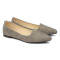 Grey Pointed Tip Closed Shoes For Women. 