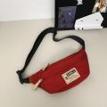 Casual Simple Japanese Harajuku Crossbody Bags Solid Color Zipper Shoulder Bags Versatile Nylon Waist Bag Female. 