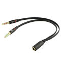 3.5Mm Female To 2 Male Headset Y Splitter Gold Plated Headset With Mic Audio Headphone Jack Aux Audio Adapter Cable Cord. 