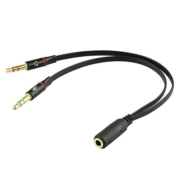 3.5Mm Female To 2 Male Headset Y Splitter Gold Plated Headset With Mic Audio Headphone Jack Aux Audio Adapter Cable Cord