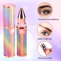 Rechargeable 2 In 1 Flawless Facial And Eyebrow hair Remover trimmer , Painless Eyebrow Removal Shaver With LED Light. 