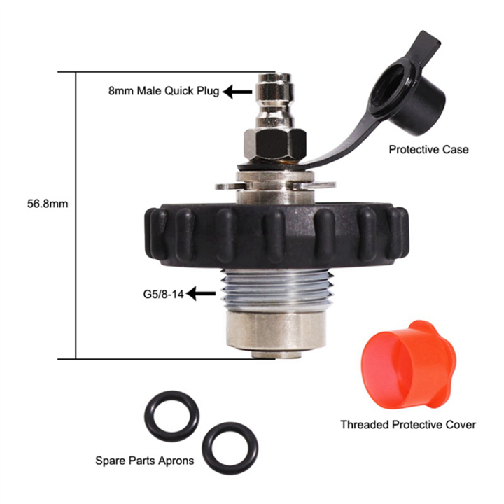JAERBEE%202X%20New%20Scuba%20Diving%20Fill%20Station%20Copper%20300Bar%20Din%20Valve%20with%208MM%20Quick%20Disconnect%20Male%20Plug,Black%20-%20Image%202