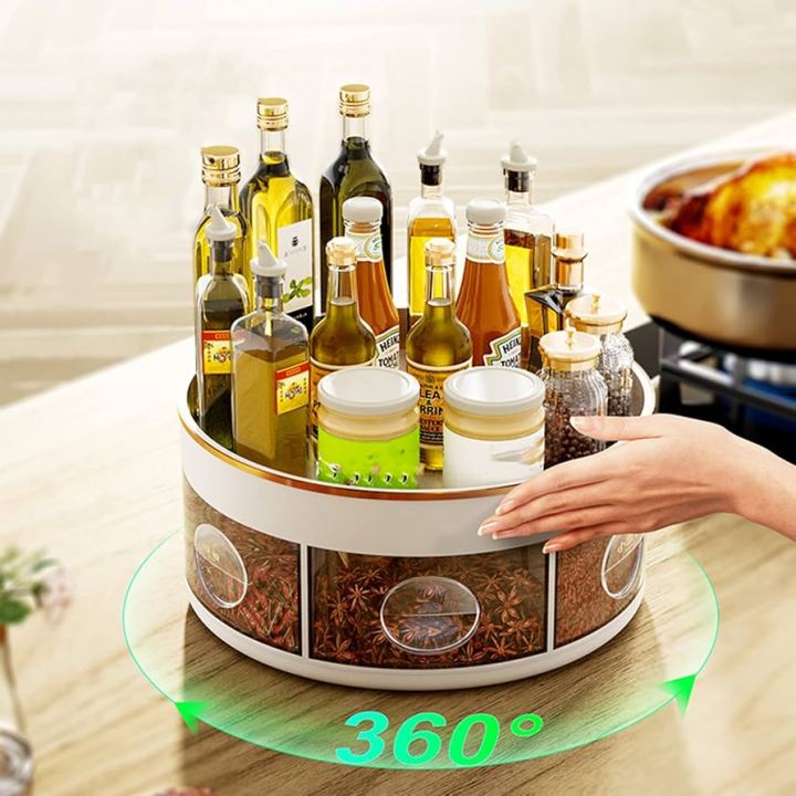 2 Tier 360 Rotating Spice Storage rack Household Seasoning Holder Shelf ...