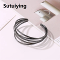 Sutuiying JCYMONG New Fashion Gold Silver Color Geometric Adjustable Open Cuff Bangles Bracelets for Women 2020 Hollow Indian Jewelry. 