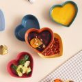 Nordic Style Heart Shape Seasoning Dish Cute Mini Wheat Straw Sushi Seasoning Dish Washable Unbreakable Salted Cabbage Dish Restaurant. 