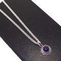 Pure Silver Necklace For Girl / Pure 22k Silver Chain And Locket With Blue Stone For Girl. 