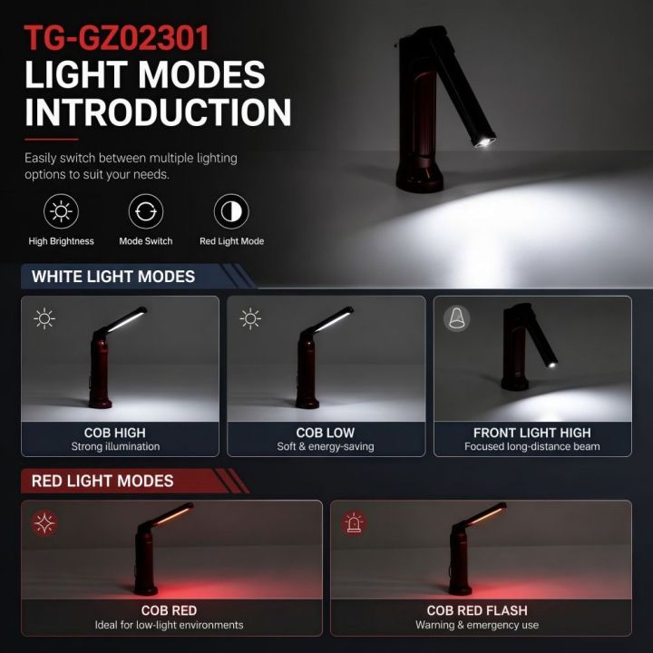 Professional%205%20Gears%20COB%20LED%20Work%20Light%20Folding%20Rechargeable%20High-lumen%20Flashlight%20Magnetic%20Hanging%20Hook%20Portable%20Searchlight%20Outdoor,Repair%20-%20Image%206