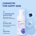 Plum 1% Encapsulated Salicylic Acid Foaming Face Wash with Glycolic Acid, Fruit AHA's & Blueberry Extracts |  110 ml. 
