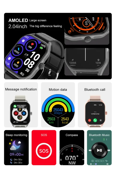 Daewoo%20Delta%20DT99%20Smartwatch:%202.04"%20AMOLED%20HD%20Screen,%20BT%20Call,%20200+%20Watch%20Faces,%20Heart%20Rate,%20BT%20Music,%20NFC,%20Always%20On%20Display,%20Voice%20Assistant,%20%20IP67%20Waterproof,%20260%20mah%20Battery,%20Compass,%20Lady%20Assistant%20-%20Image%208