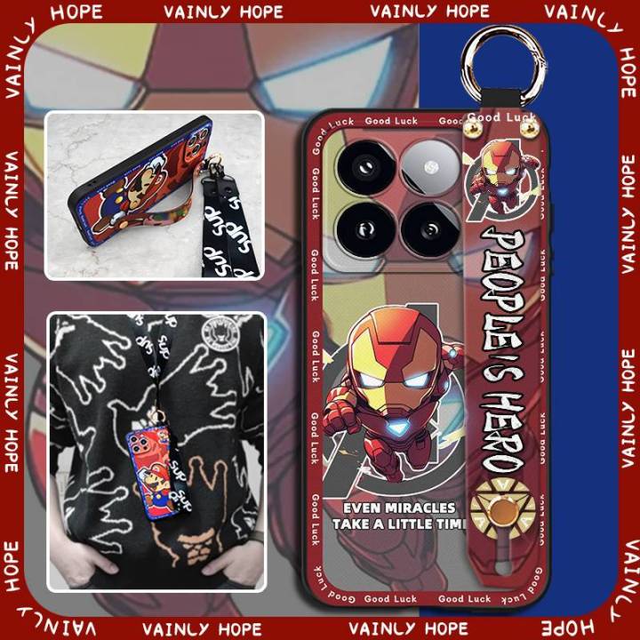 Waterproof Lanyard Phone Case For Xiaomi 14T Phone Holder Kickstand Anti-dust Silicone Cartoon Dirt-resistant Anti-knock